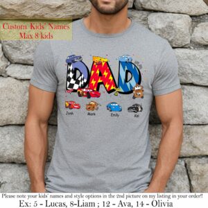 Custom Kids’ Names Mc Queen Dad Shirt, Happy Father’s Day Shirt