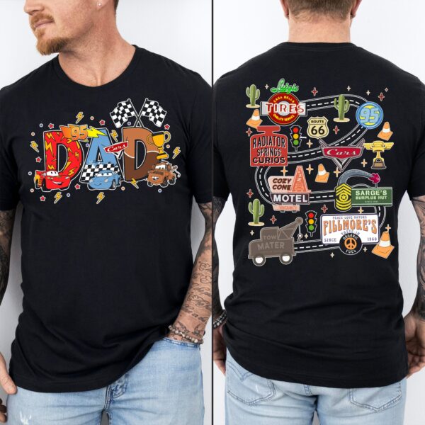 Play Car Race On Mc Queen Dad’s Back 2 Sides Shirt, Racing Shirt for Dad, Truck Playtime On Dad Shirt, Gift For Dad