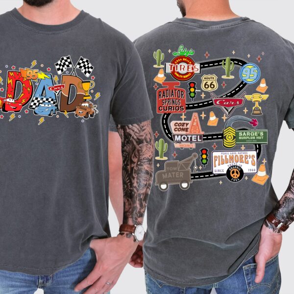 Play Car Race On Mc Queen Dad’s Back 2 Sides Shirt, Racing Shirt for Dad, Truck Playtime On Dad Shirt, Gift For Dad