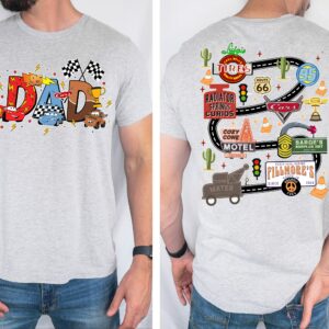 Play Car Race On Mc Queen Dad’s Back 2 Sides Shirt, Racing Shirt for Dad, Truck Playtime On Dad Shirt, Gift For Dad
