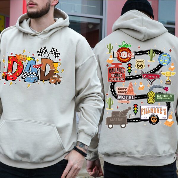 Play Car Race On Mc Queen Dad’s Back 2 Sides Shirt, Racing Shirt for Dad, Truck Playtime On Dad Shirt, Gift For Dad