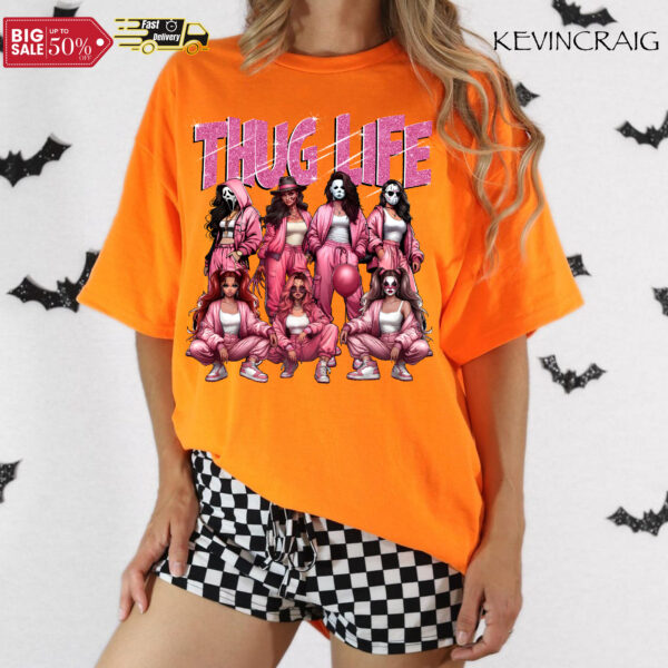 Cool Thug Life Pink Horror Girls Movie Halloween 2024 Shirt Sweatshirt Hoodie, Halloween Gift, Scary Movie Shirt