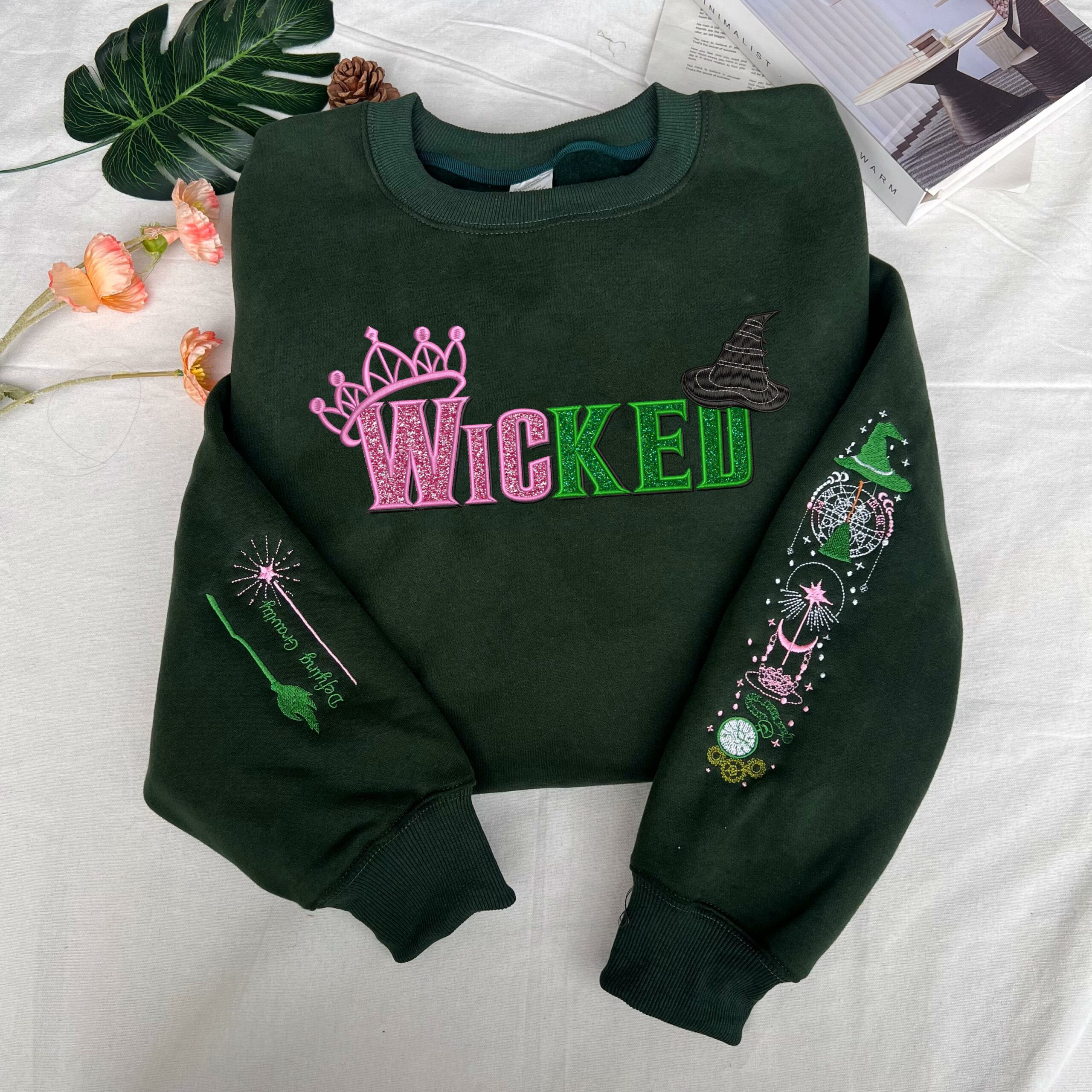 Wicked Embroidered Sweatshirt, Defy Gravity Broomstick Magic Wand Hoodie, Wizard of Oz Movie, Wicked Embroidered Sweatshirt, Defy Gravity Broomstick Magic Wand Hoodie, Wizard of Oz Movie,