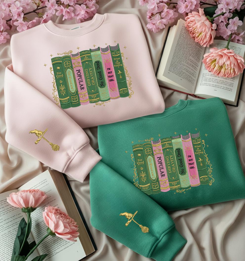 Wicked Changed For Good Book Comfort Colors Embroidered Sweatshirt, Defy Gravity Broomstick, Changed For Good Sweatshirt, Christmas Gift Wicked Changed For Good Book Comfort Colors Embroidered Sweatshirt, Defy Gravity Broomstick, Changed For Good Sweatshirt, Christmas Gift