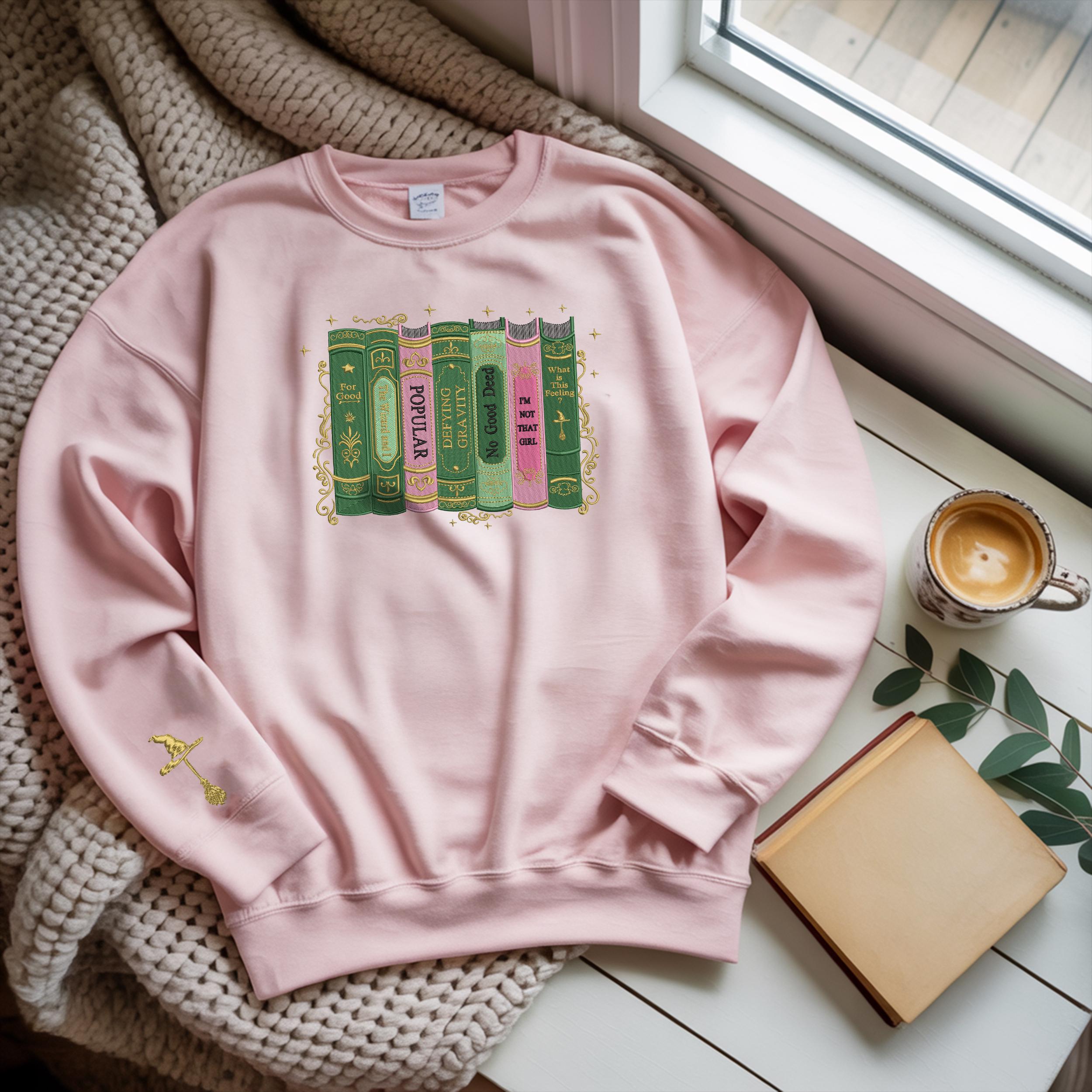 Wicked Changed For Good Book Comfort Colors Embroidered Sweatshirt, Defy Gravity Broomstick, Changed For Good Sweatshirt, Christmas Gift Wicked Changed For Good Book Comfort Colors Embroidered Sweatshirt, Defy Gravity Broomstick, Changed For Good Sweatshirt, Christmas Gift