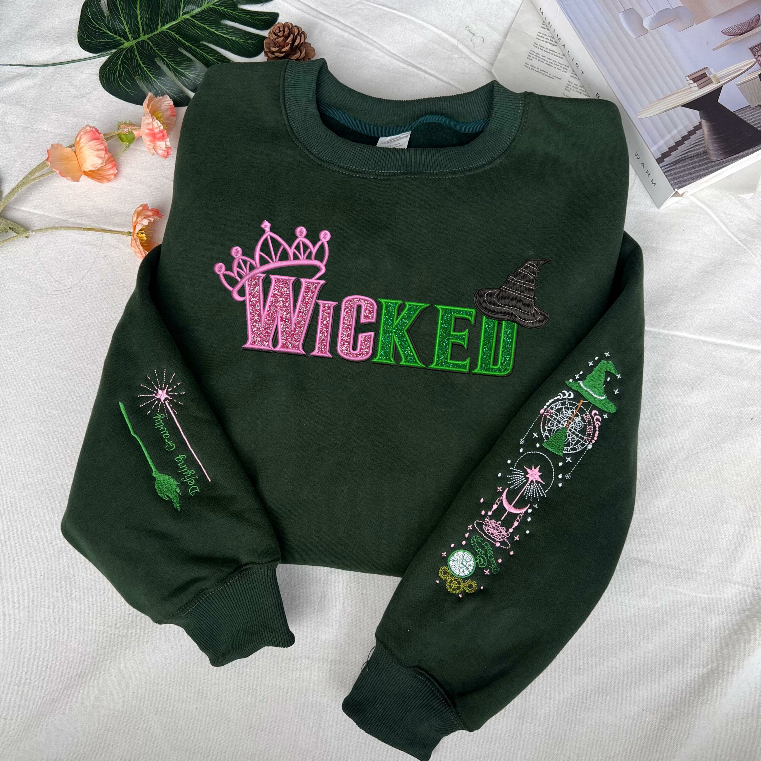 Wicked Embroidered Sweatshirt, Defy Gravity Broomstick Magic Wand Hoodie, Wizard of Oz Movie, Wicked Embroidered Sweatshirt, Defy Gravity Broomstick Magic Wand Hoodie, Wizard of Oz Movie,