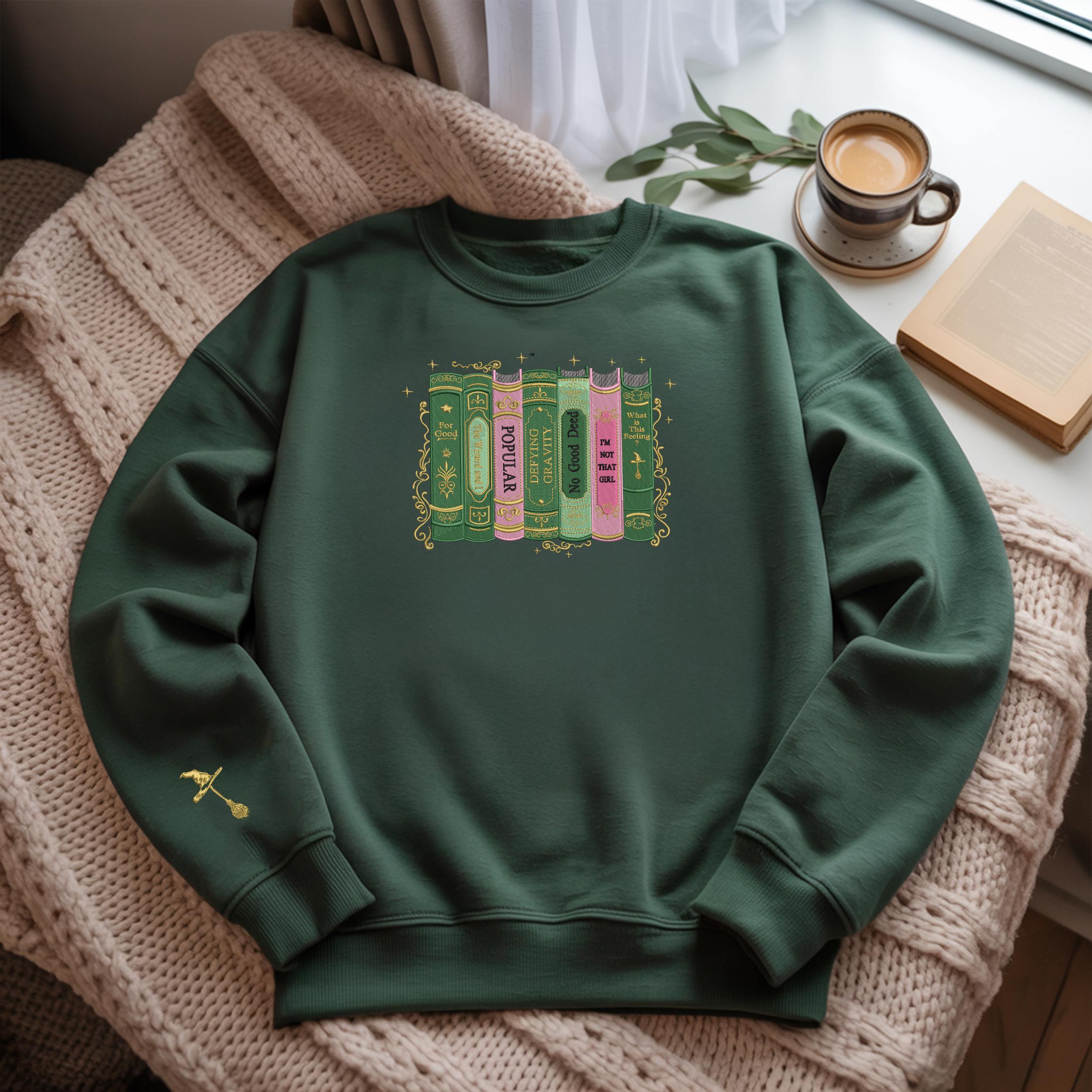 Wicked Changed For Good Book Comfort Colors Embroidered Sweatshirt, Defy Gravity Broomstick, Changed For Good Sweatshirt, Christmas Gift Wicked Changed For Good Book Comfort Colors Embroidered Sweatshirt, Defy Gravity Broomstick, Changed For Good Sweatshirt, Christmas Gift