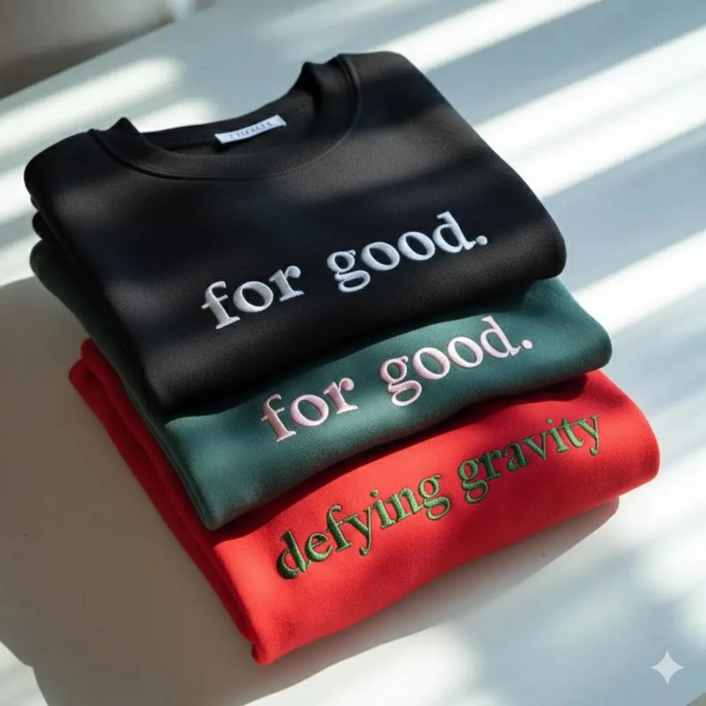 Embroidered For Good Wicked Sweatshirt, Aesthetic Changed For Good Sweatshirt, Wizard Of Oz Tee, Changed For Good, Defy Gravity Gift Embroidered For Good Wicked Sweatshirt, Aesthetic Changed For Good Sweatshirt, Wizard Of Oz Tee, Changed For Good, Defy Gravity Gift