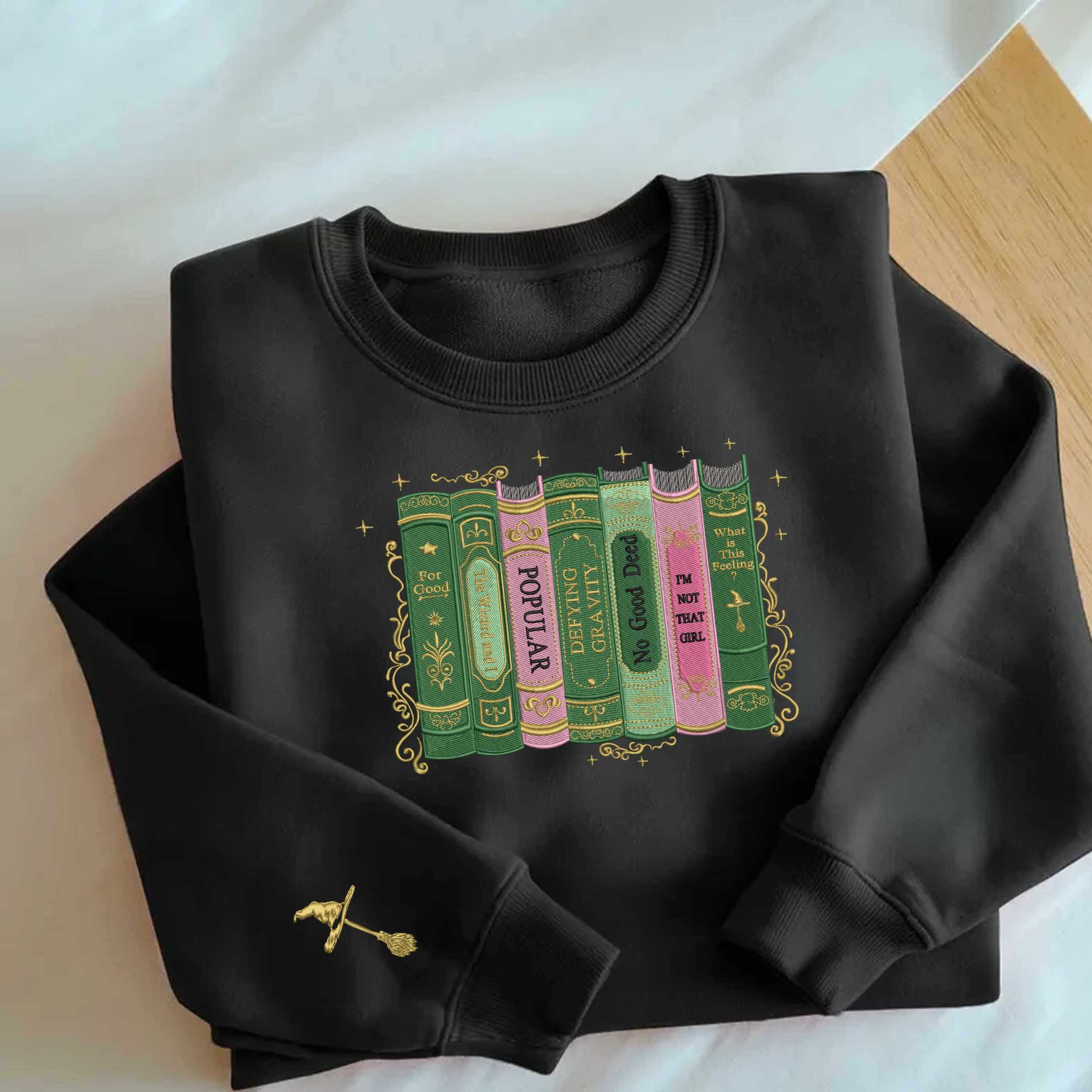 Wicked Changed For Good Book Comfort Colors Embroidered Sweatshirt, Defy Gravity Broomstick, Changed For Good Sweatshirt, Christmas Gift Wicked Changed For Good Book Comfort Colors Embroidered Sweatshirt, Defy Gravity Broomstick, Changed For Good Sweatshirt, Christmas Gift