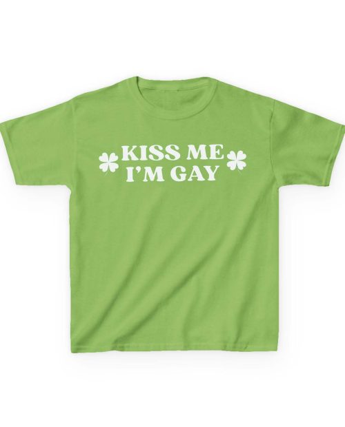 Kiss Me I’m Gay St Patrick’s Day Baby Tee, Y2K St Paddys Crop Top