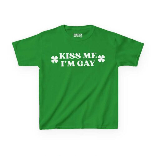 Kiss Me I’m Gay St Patrick’s Day Baby Tee, Y2K St Paddys Crop Top