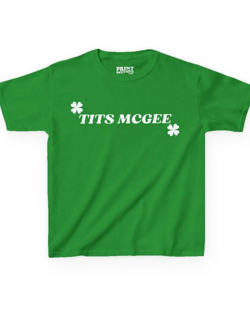 Funny St Patrick’s Day Baby Tee, Y2K Tits McGee St Paddys Crop Top