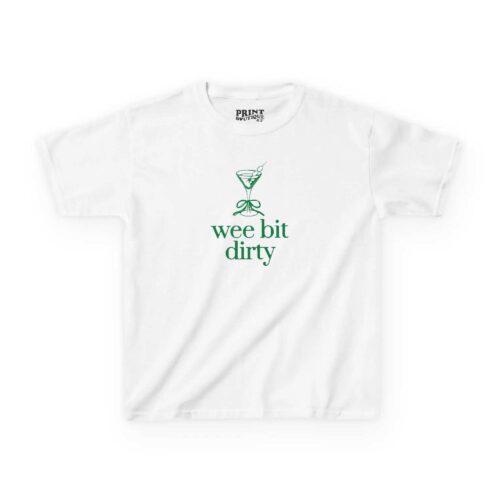 Martini Coquette St Patrick’s Day Baby Tee, Wee Bit Dirty Y2K St Paddys Crop Top