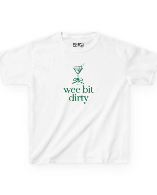 Martini Coquette St Patrick’s Day Baby Tee, Wee Bit Dirty Y2K St Paddys Crop Top