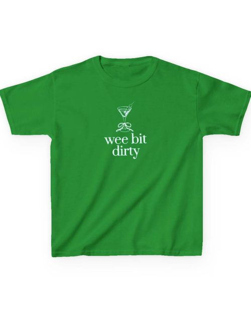 Martini Coquette St Patrick’s Day Baby Tee, Wee Bit Dirty Y2K St Paddys Crop Top