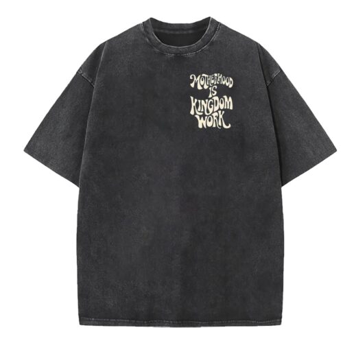 Motherhood Is Kingdom Work Ladies Christian Mom Retro Floral T Shirt