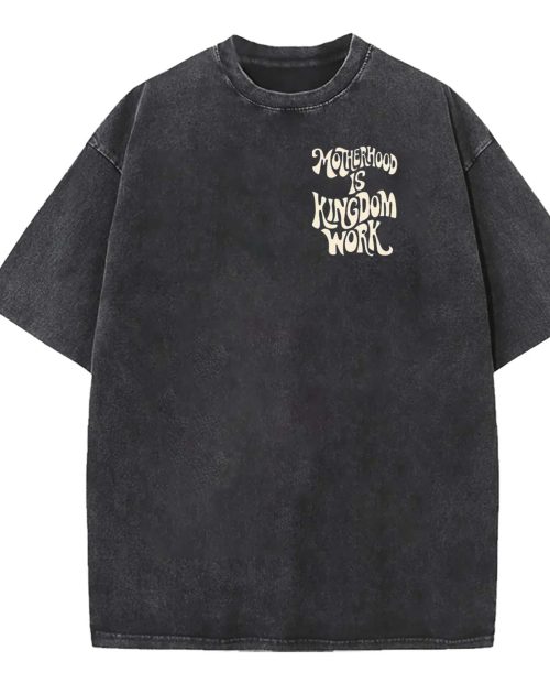 Motherhood Is Kingdom Work Ladies Christian Mom Retro Floral T Shirt