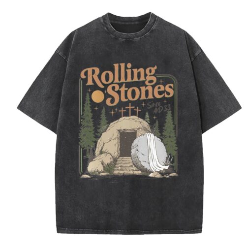 Christian Rolling T-Shirt Trendy Jesus Stones Easter