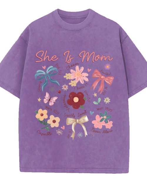 She Is Mom Christian Mom Shirt Floral Faith Tee