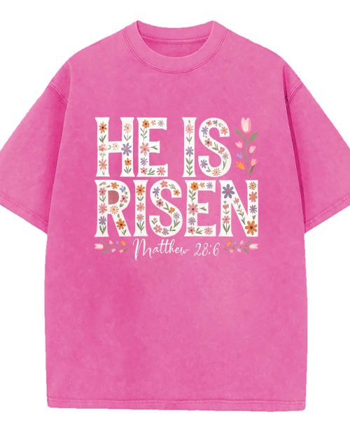 Floral Easter Cross Shirt – He Is Risen Christian Tee