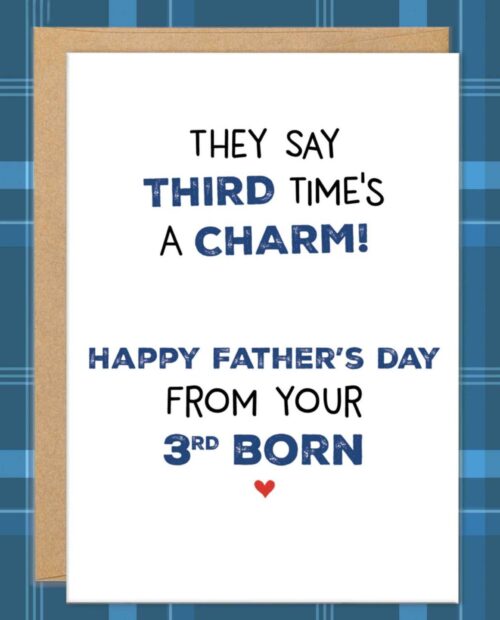 Third Child Father’s Day Card, From 3rd Child, Cards for Mom, from 3rd Born, Favorite Child, Funny Dad Cards, Father’s Day Gifts, A Charm