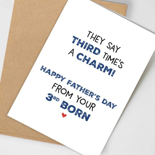 Third Child Father’s Day Card, From 3rd Child, Cards for Mom, from 3rd Born, Favorite Child, Funny Dad Cards, Father’s Day Gifts, A Charm