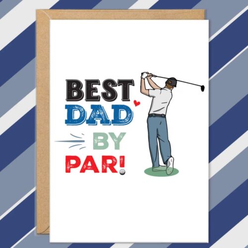 Best Dad By Par Card, Golf Gifts for Men, Father’s Day Cards for Dad, Funny Birthday Card for Dad, Golfing Gift, Golfer Puns