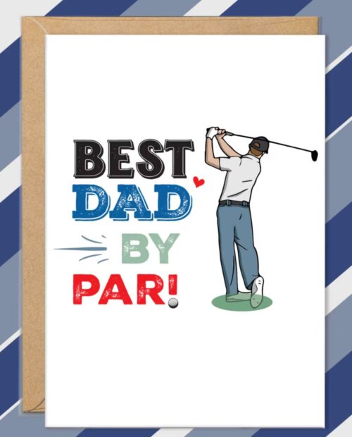 Best Dad By Par Card, Golf Gifts for Men, Father’s Day Cards for Dad, Funny Birthday Card for Dad, Golfing Gift, Golfer Puns