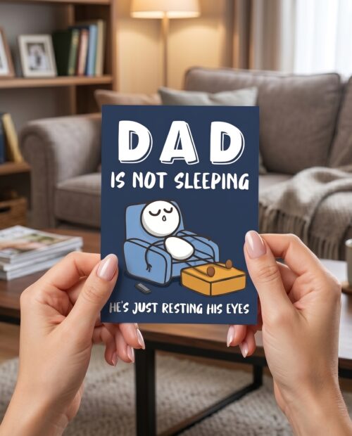 Funny Father’s Day Card – Dad Is Not Slepping He’s Just Resting His Eyes