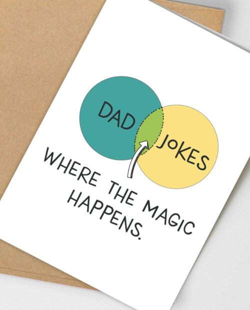 Dad Jokes Cards, Dad Jokes Where the Magic Happens, Father’s Day Cards Funny, Funny Cards for Dad, Gifts For Dad, From Son, From Daughter