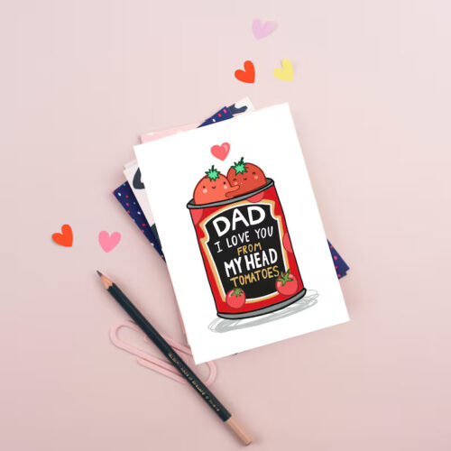 Funny Father’s Day Card for Dad – I Love You From My Head Tomatoes, Cute Pun Card from Daughter Son