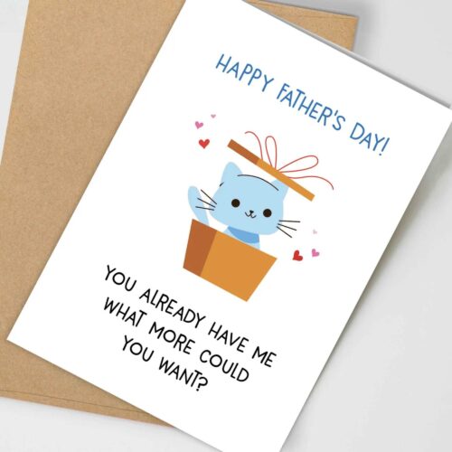 Father’s Day Card From Cat, Cat Fathers Day Card, Cards for Cat Dads from the Cat, Funny Card To Dad From Cat, Cat Dad Gifts, Kitten, Gift