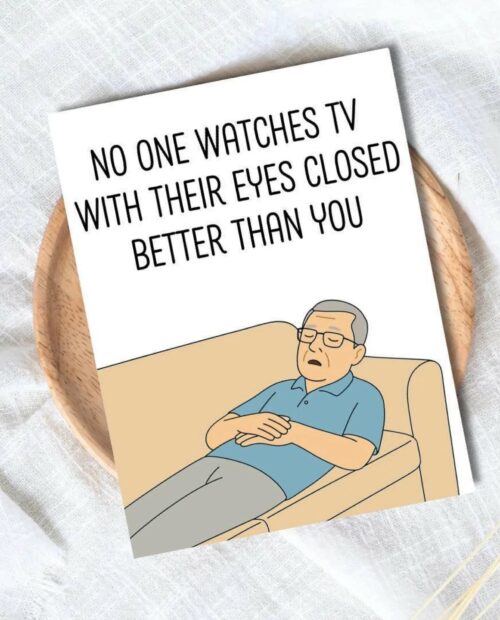 Funny Fathers Day Card – Watching TV With Eyes Closed