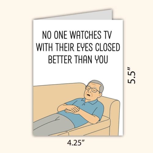 Funny Fathers Day Card – Watching TV With Eyes Closed