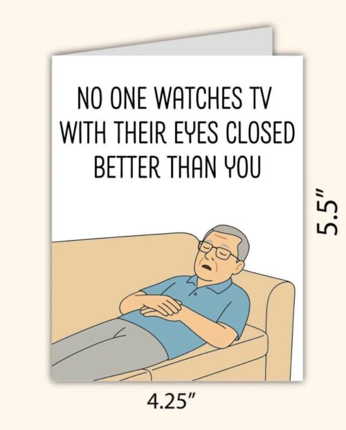Funny Fathers Day Card – Watching TV With Eyes Closed