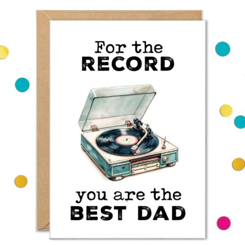 Best Dad Cards, Father’s Day Cards, Pun Cards for Dad, Vinyl Record Music Card, Best Dad Gifts, Cards for Husband, From Son, Stepdad Cards