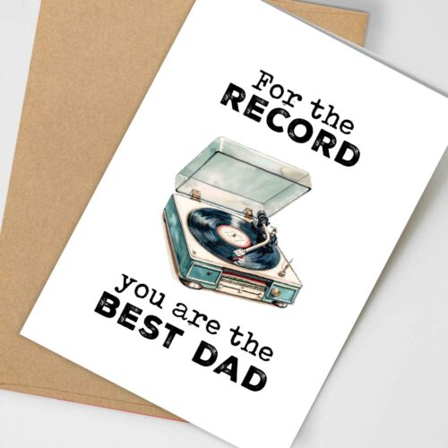 Best Dad Cards, Father’s Day Cards, Pun Cards for Dad, Vinyl Record Music Card, Best Dad Gifts, Cards for Husband, From Son, Stepdad Cards