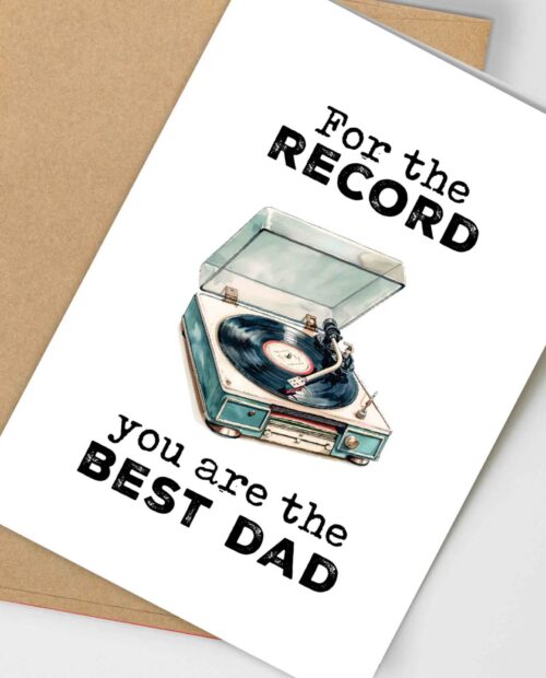 Best Dad Cards, Father’s Day Cards, Pun Cards for Dad, Vinyl Record Music Card, Best Dad Gifts, Cards for Husband, From Son, Stepdad Cards