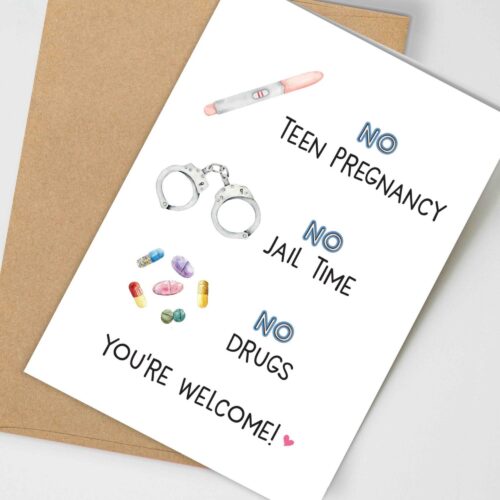 Funny Father’s Day Card From Daughter, Cards To Dad From Daughter, Cards For Dad Funny, Humor, Dad Joke Cards No Teen Pregnancy Jail Drugs