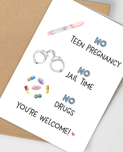 Funny Father’s Day Card From Daughter, Cards To Dad From Daughter, Cards For Dad Funny, Humor, Dad Joke Cards No Teen Pregnancy Jail Drugs